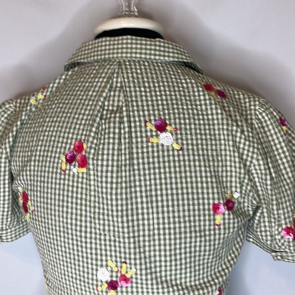 LPA Gingham Green Sequin Top Size XS - Picture 9 of 9